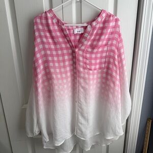 Fyve pink white ombre grid plaid size 2X